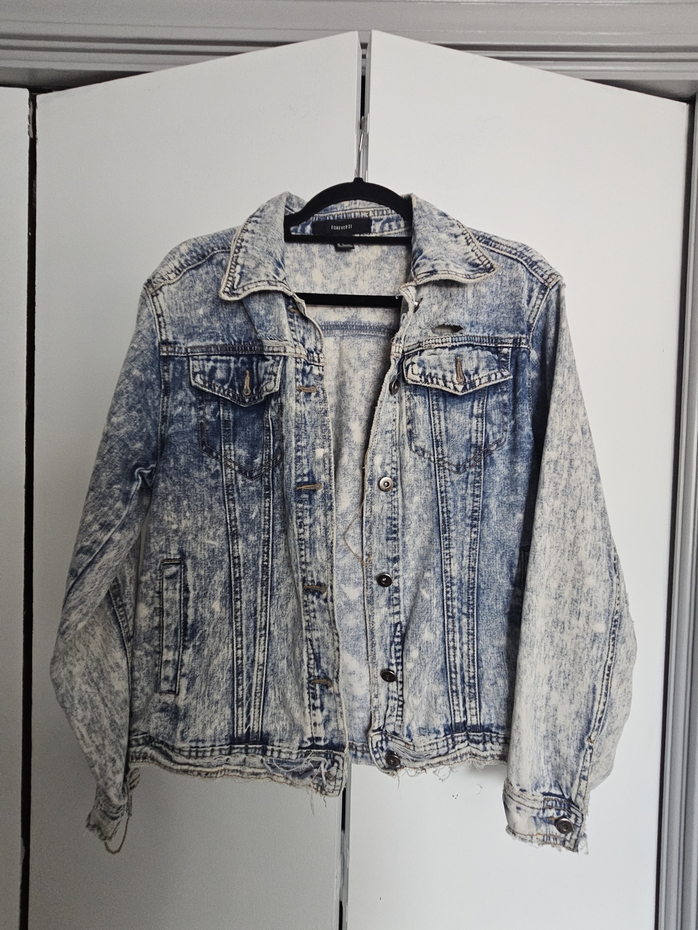 Forever 21 Acid Wash Light Blue Denim Jacket